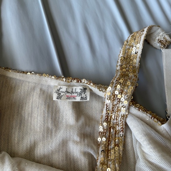 Free People Gold Sequin Bodysuit Tank V Neckline - Picture 8 of 11